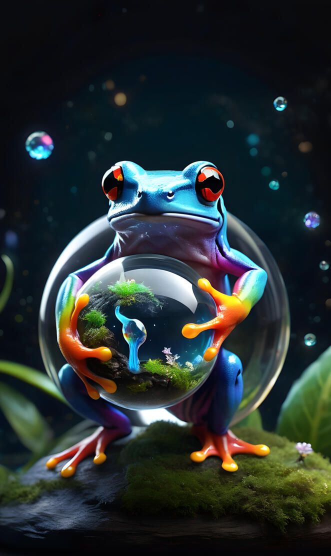 Frog World Take Over - Globe - World - Fantasy - Rainbow