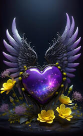 a blue and purple globe with flowers