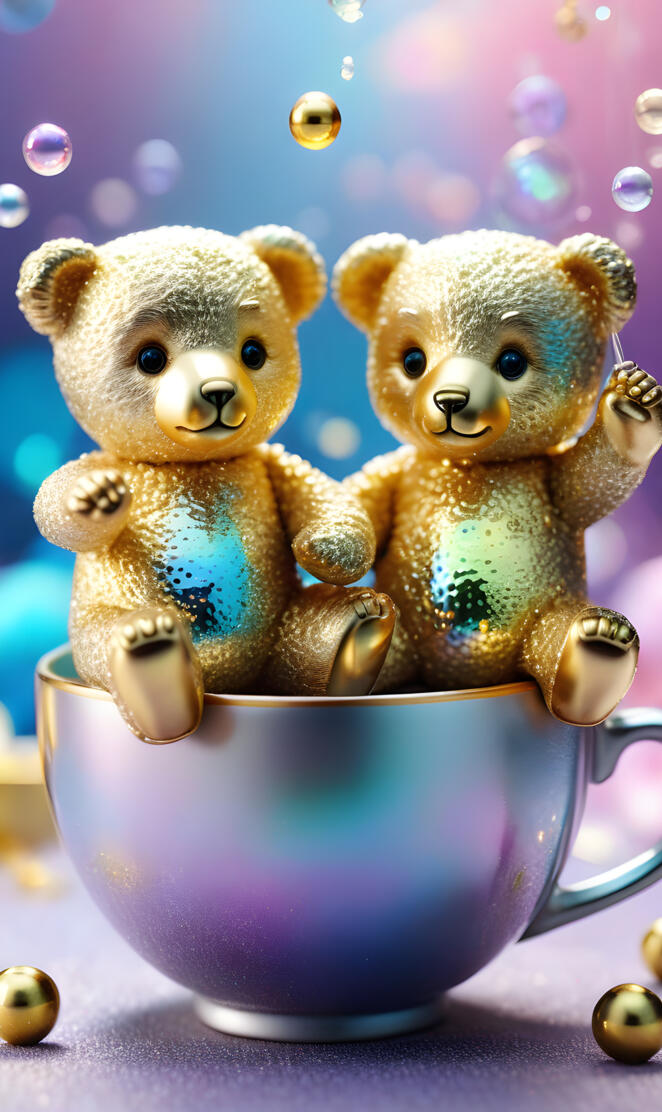 a couple of teddy bears on a globe