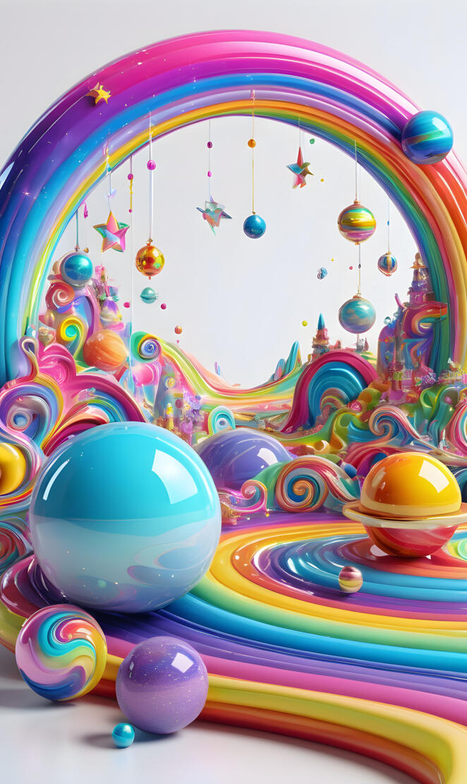 a colorful painting of a blue globe and a blue globe