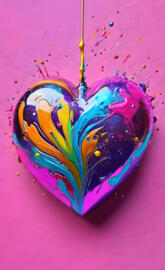 a blue and yellow heart