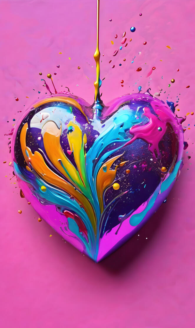 a blue and yellow heart