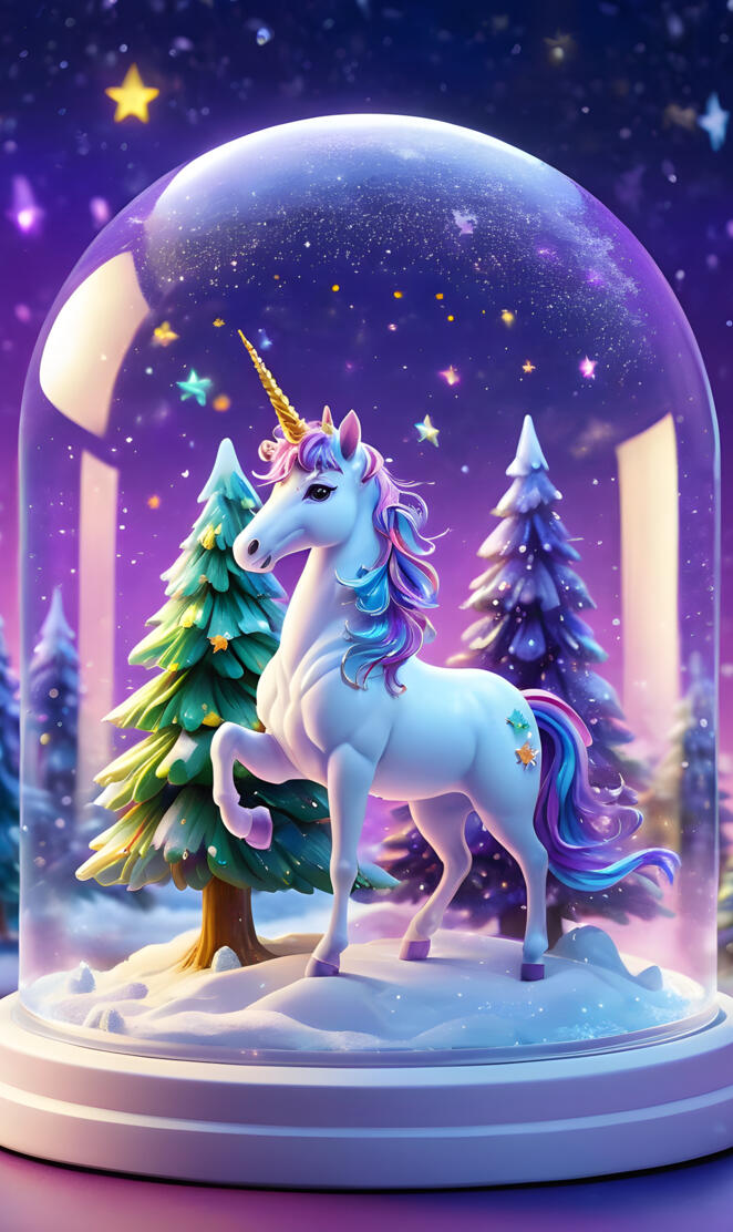 a statue of a unicorn with a tree and a moon in the background