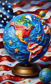 a colorful painting of a bird