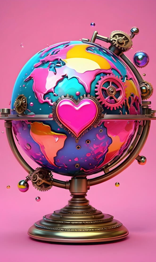 a colorful robot with a helmet