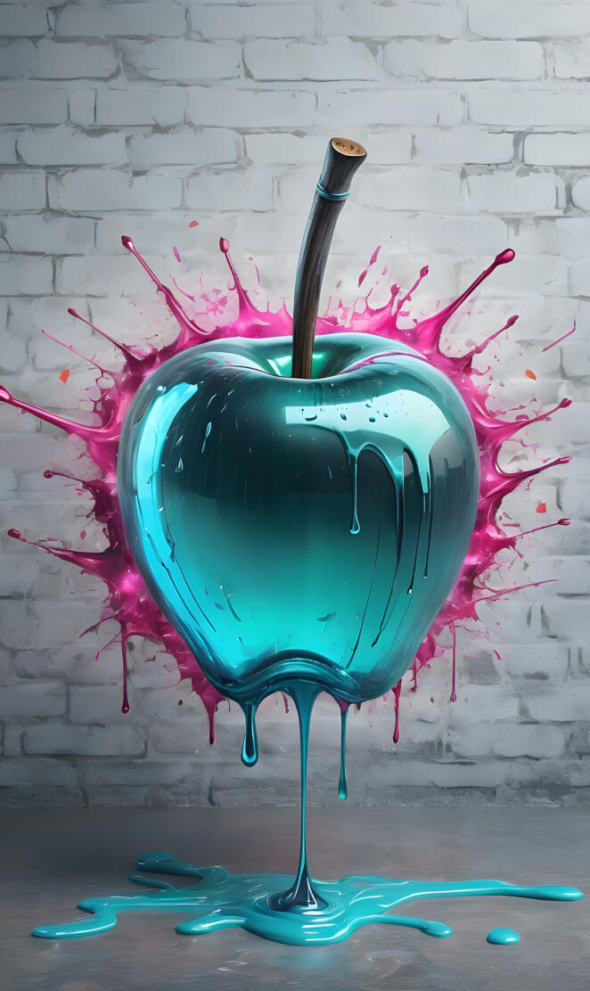 a glass globe with water and a blue object on a blue surface