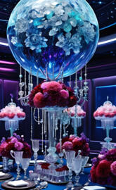 a large display of flowers