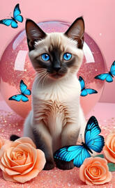 a cat with butterflies on its head