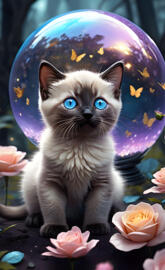 a kitten in front of a mirror