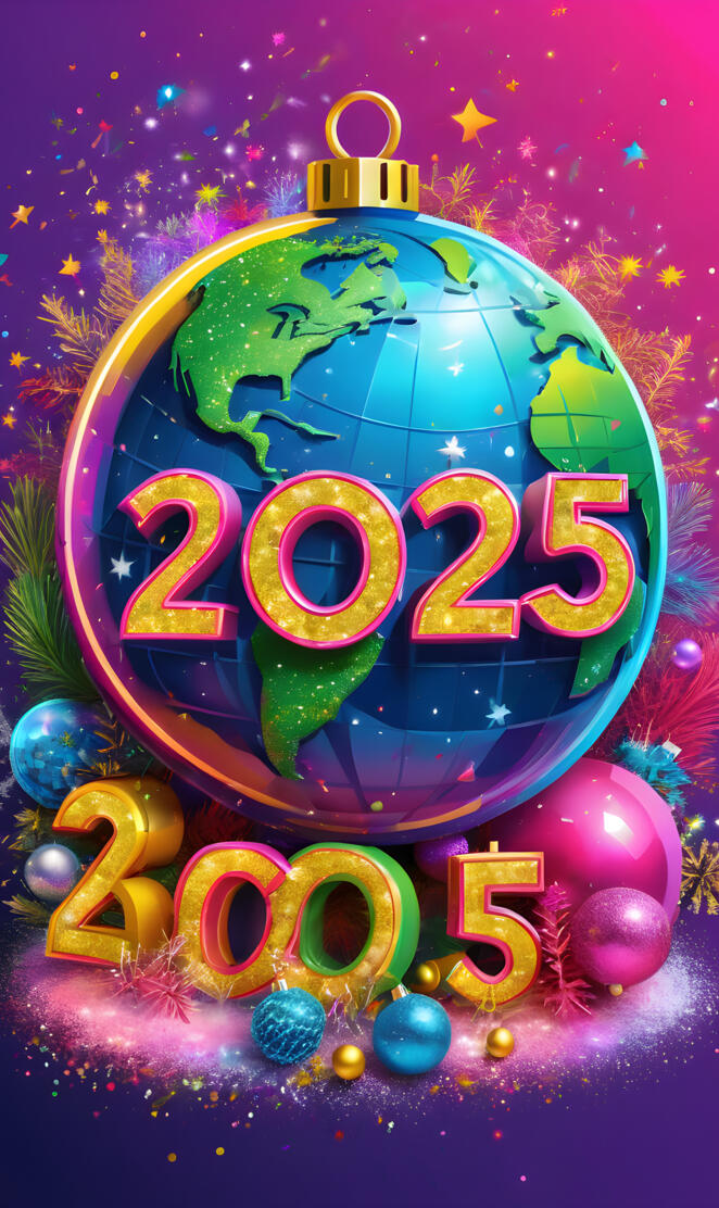 a christmas tree with a gold and red and blue background