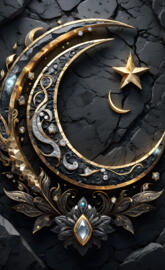 fancy crescent moon and 🌟 star