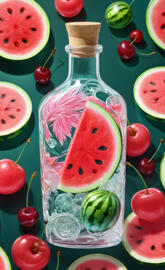 watermelon and watermelon in a glass jar