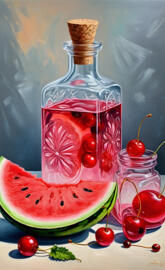 watermelon and a bottle of water