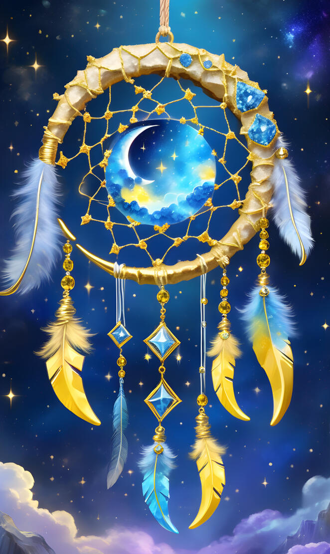 blue yellow geode dream catcher