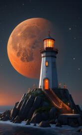 a lighthouse on a rocky shore