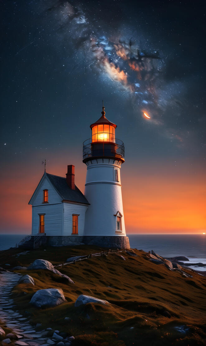 a lighthouse on a rocky shore
