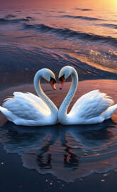 two swans in the water