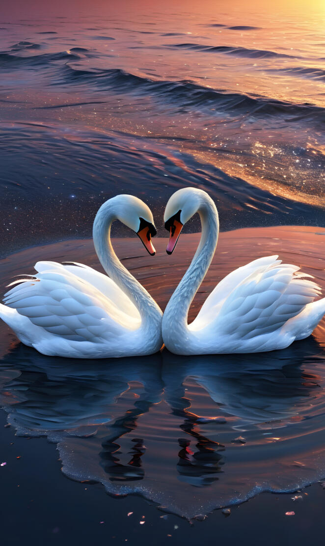 two swans in the water