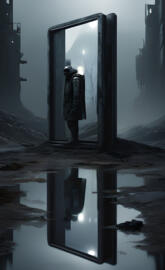 a reflection of a person in a mirror