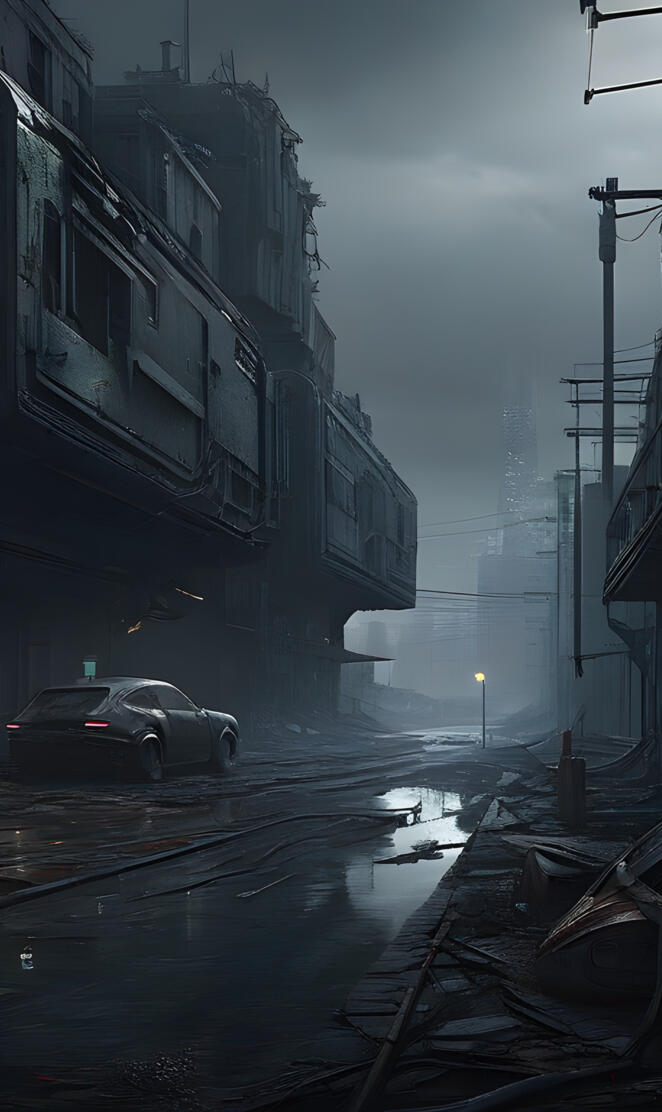 a car driving on a wet street