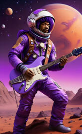 purple haze jimmi on Mars playing guitar