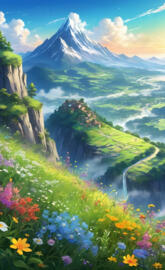 mountains and wildflowers