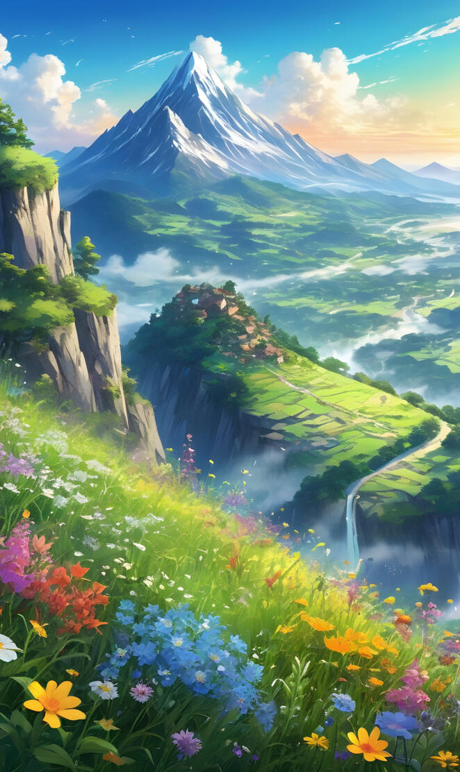 mountains and wildflowers