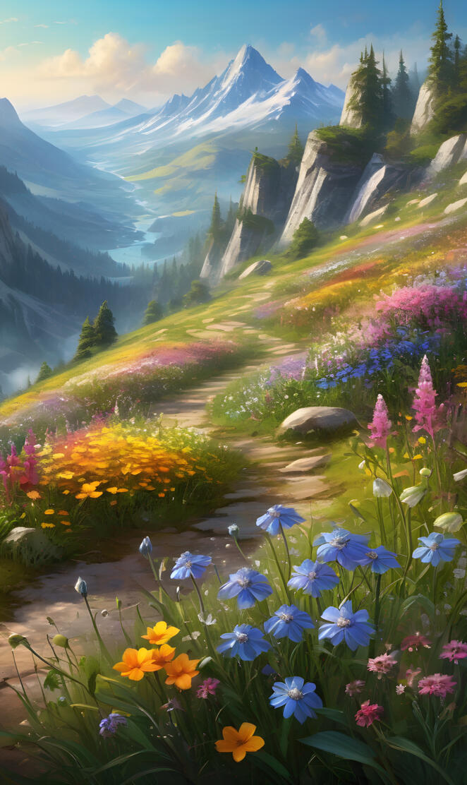 mountains and wildflowers