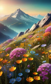 mountains and wildflowers
