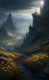 mountains and wildflowers