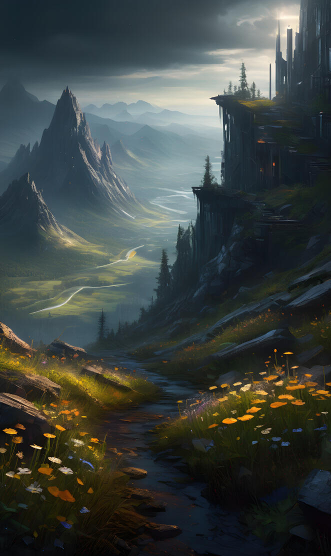 mountains and wildflowers