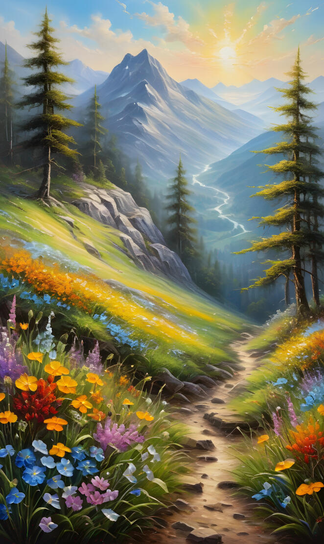 mountains and wildflowers