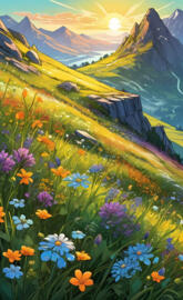 mountains and wildflowers
