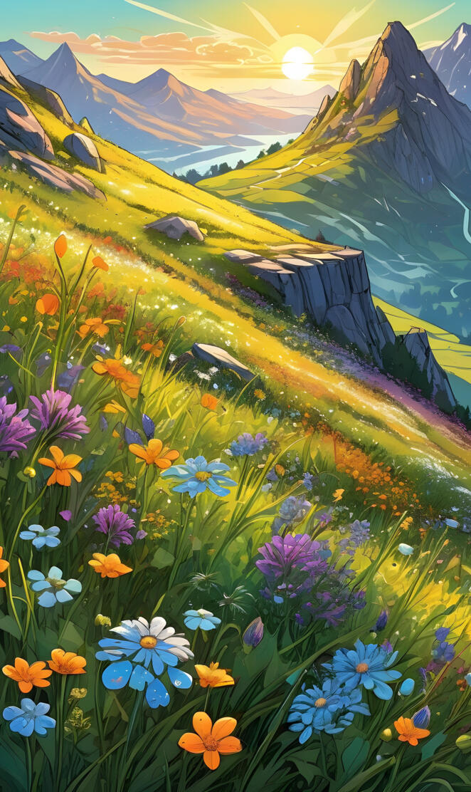 mountains and wildflowers