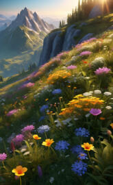 mountains and wildflowers