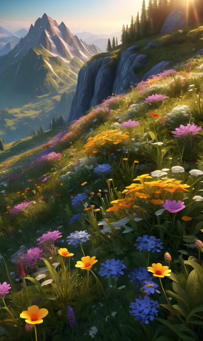 mountains and wildflowers