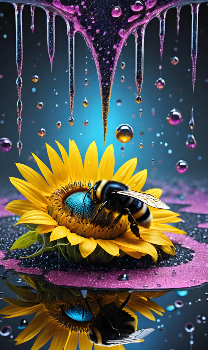 sunflowers + bumblebee