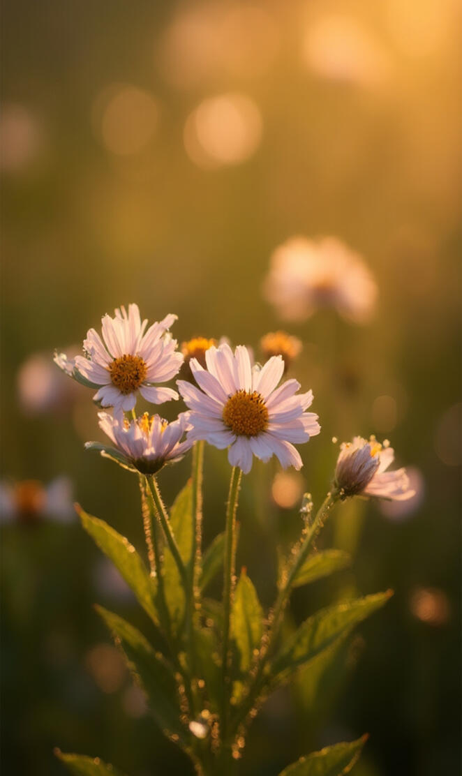 Bunch of flowers with dew drops