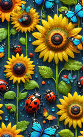 sunflowers and lady bugs