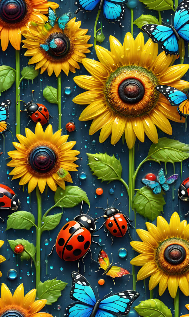 sunflowers and lady bugs