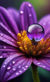 a purple flower with water droplets on it