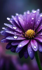 a purple flower with water droplets on it