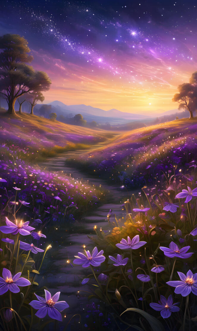 Purple wildflowers in a field