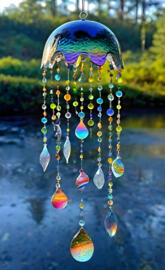 a glass ball floating in water