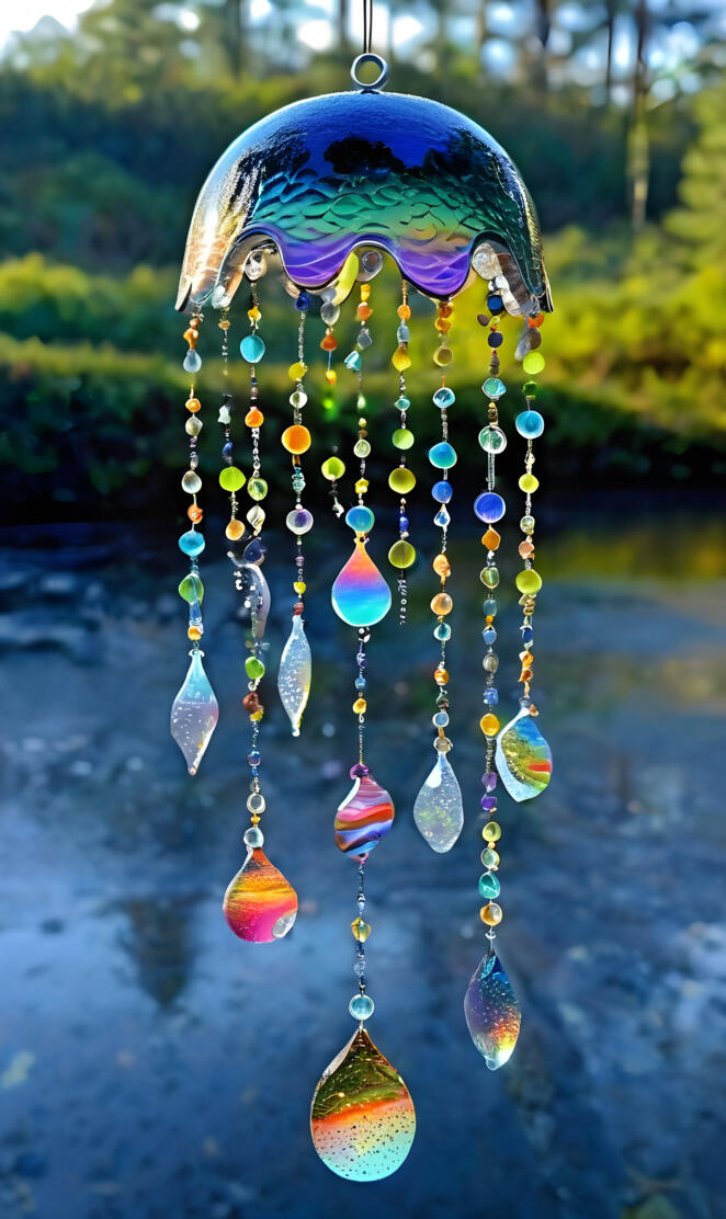 a glass ball floating in water