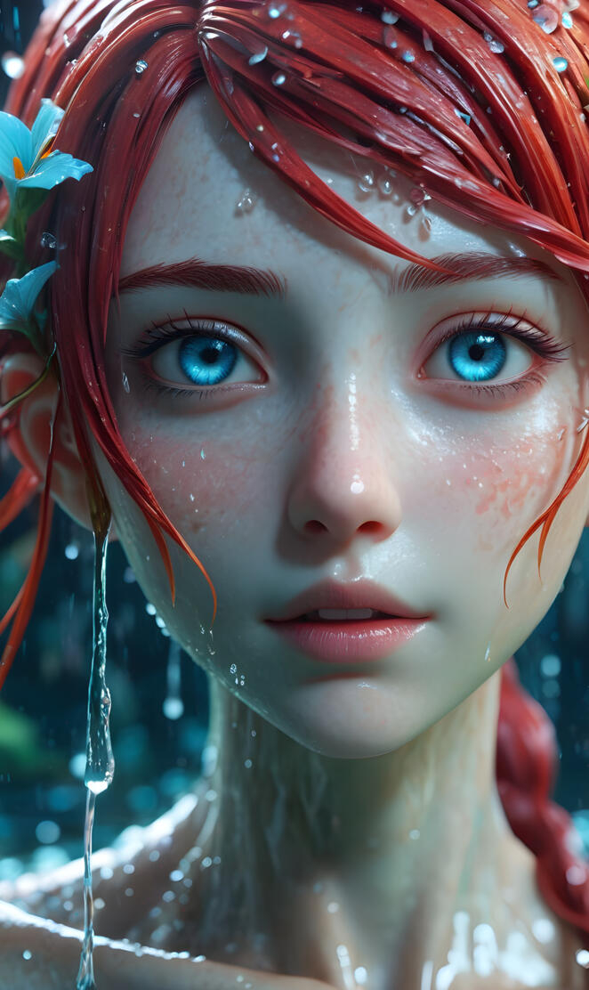 Cai Wenji with a flower on the head