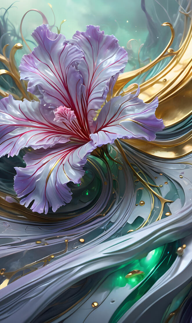 8k, oil paint, watercolor, 3D, close up, oil flows up, silver misty