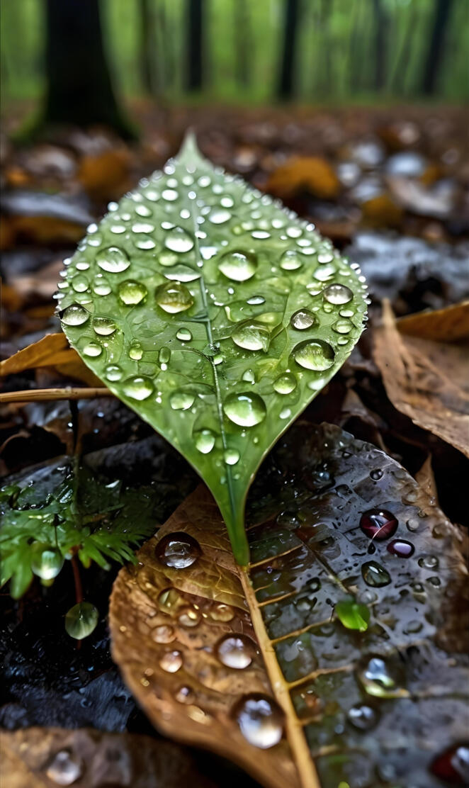 Nature wallpaper - A dewy leaf