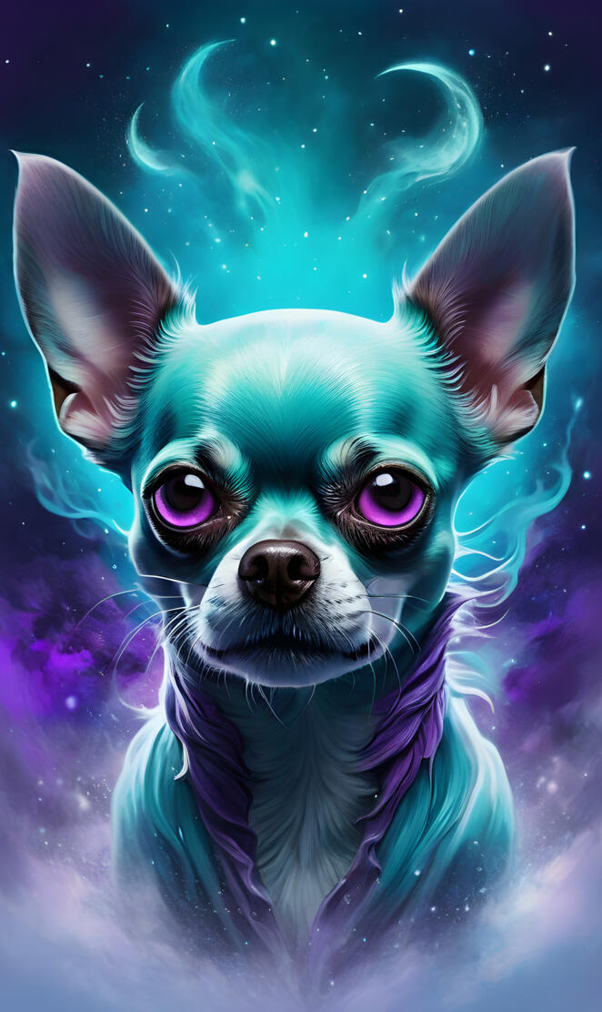 Teal and purple chihuahua
