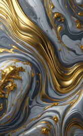 a gold and silver paint pour